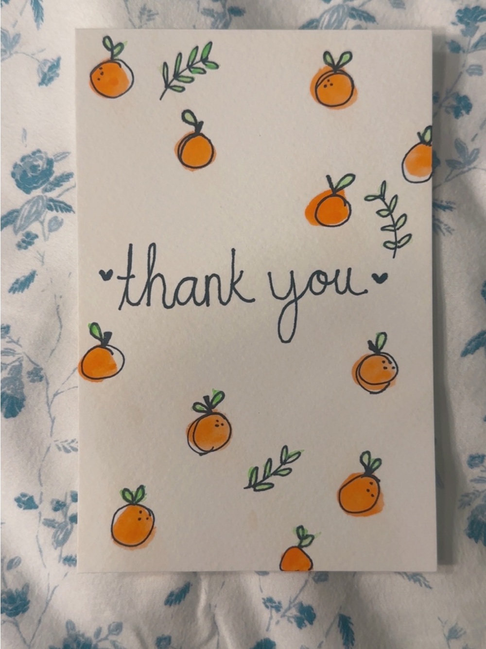 Thank You Card with Orange Fruit Illustration